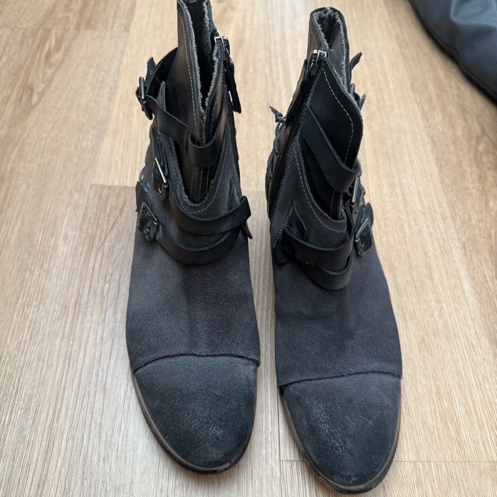 Roan Bed Stu‎ Aimee Leather Ankle Boots Size 9.5 Grey distressed - Picture 5 of 11